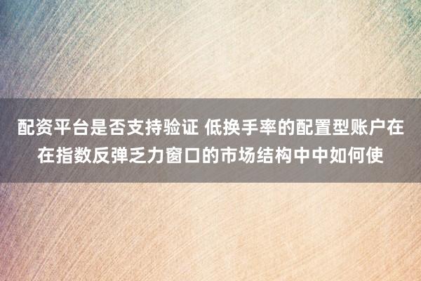 配资平台是否支持验证 低换手率的配置型账户在在指数反弹乏力窗口的市场结构中中如何使